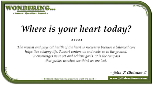 Wondering… Question and answer card pondering and reflecting about the heart’s mental and physical health. @JuliaFCardenasC